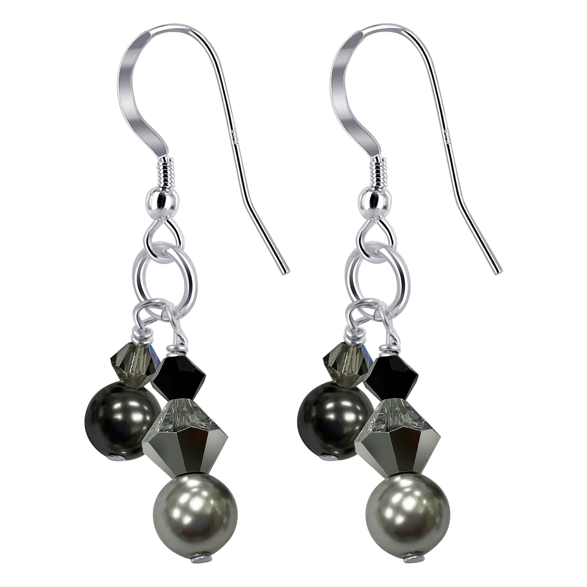 Faux Pearl Austrian Crystals 925 Sterling Silver Drop Earrings - Gem Avenue