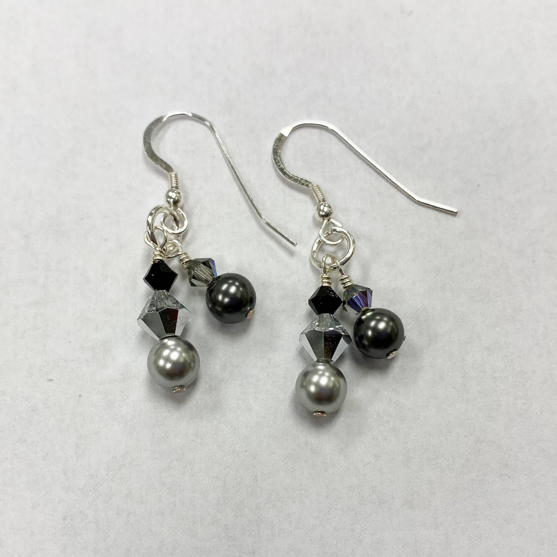 Faux Pearl Austrian Crystals 925 Sterling Silver Drop Earrings - Gem Avenue