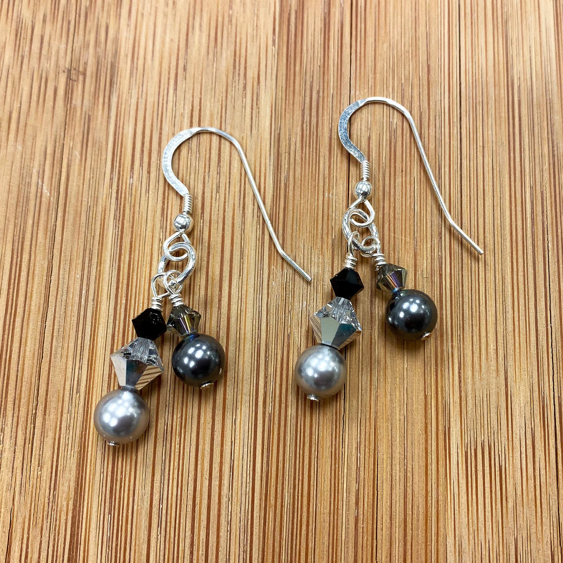 Faux Pearl Austrian Crystals 925 Sterling Silver Drop Earrings - Gem Avenue