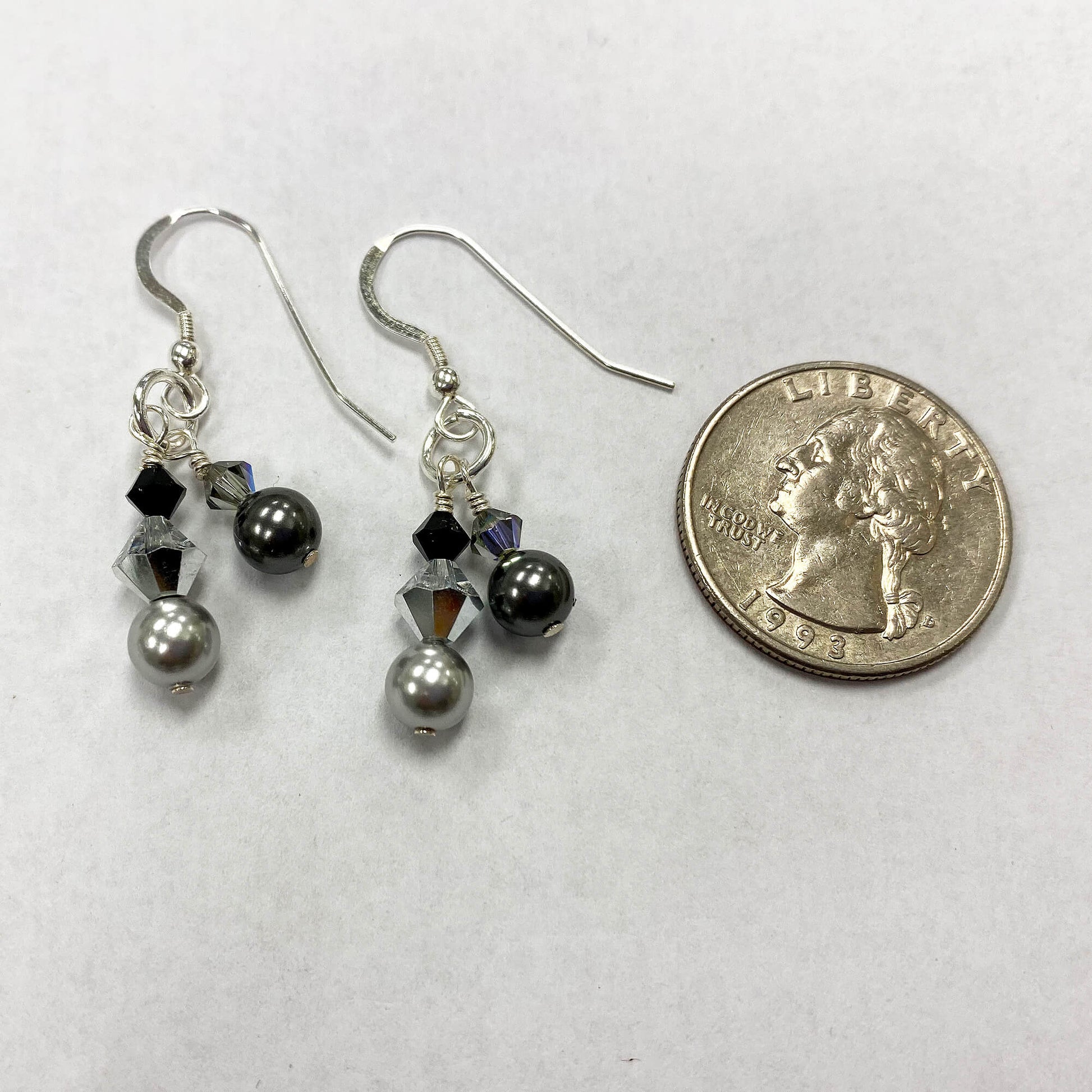 Faux Pearl Austrian Crystals 925 Sterling Silver Drop Earrings - Gem Avenue