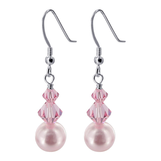 925 Silver Earrings with Crystals & Simulated Pearl Elegant Jewelry for Everyday Wear