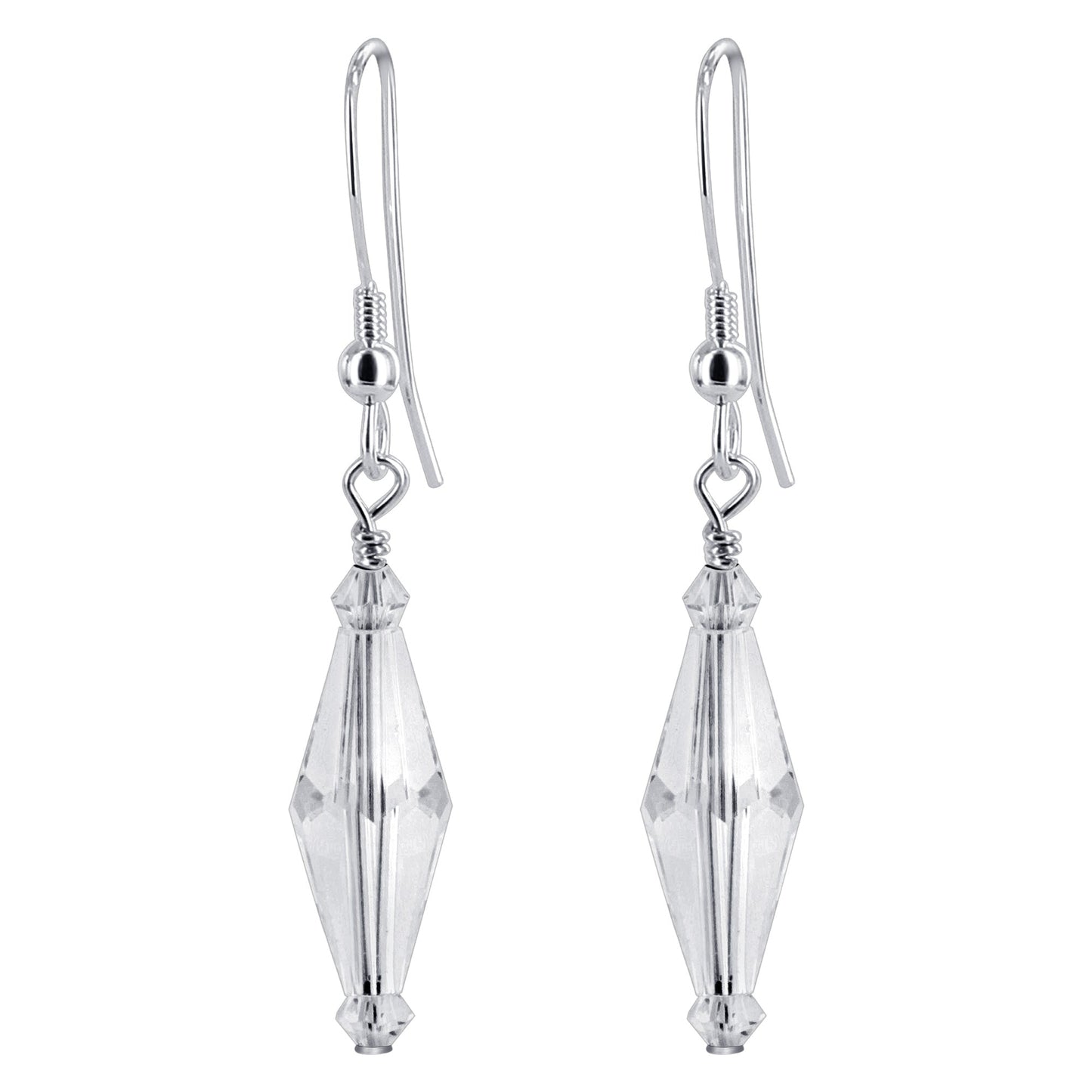 Handmade 925 Sterling Silver Drop Earrings with Polygon Shape Austrian Crystals Elegant Jewelry for Women, Gifts & Special Occasions