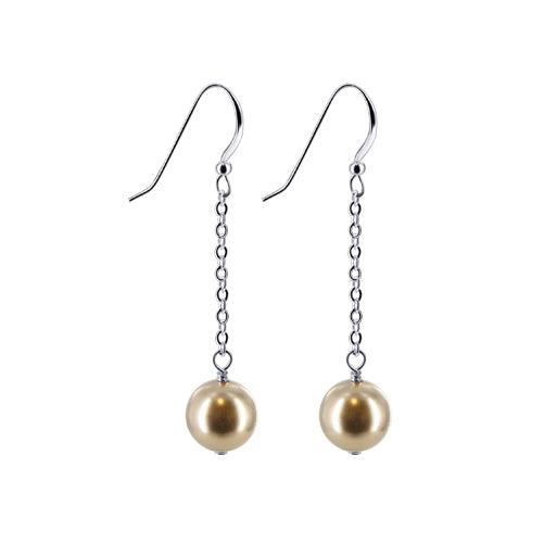 .925 Sterling Silver Handmade Dangle Earrings with Faux Pearl