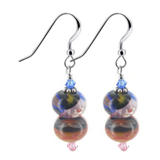 illefiori Glass Austrian Crystals Sterling Silver Drop Earrings - Gem Avenue