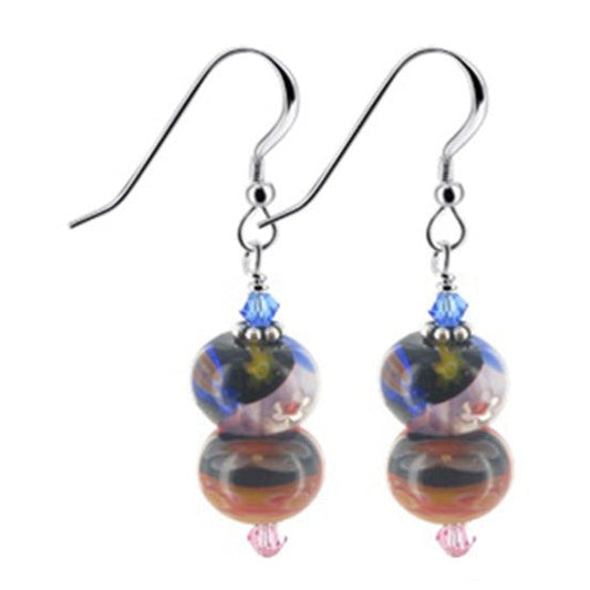 illefiori Glass Austrian Crystals Sterling Silver Drop Earrings - Gem Avenue