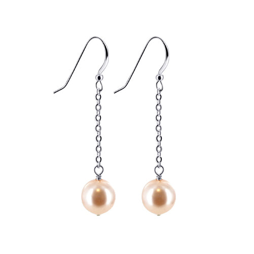 .925 Sterling Silver Handmade Dangle Earrings with Faux Pearl