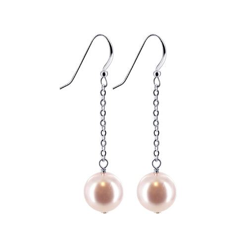 .925 Sterling Silver Handmade Dangle Earrings with Faux Pearl