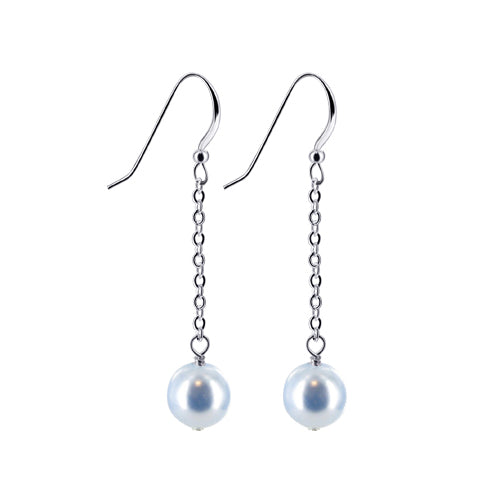 .925 Sterling Silver Handmade Dangle Earrings with Faux Pearl