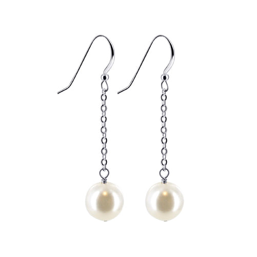 .925 Sterling Silver Handmade Dangle Earrings with Faux Pearl