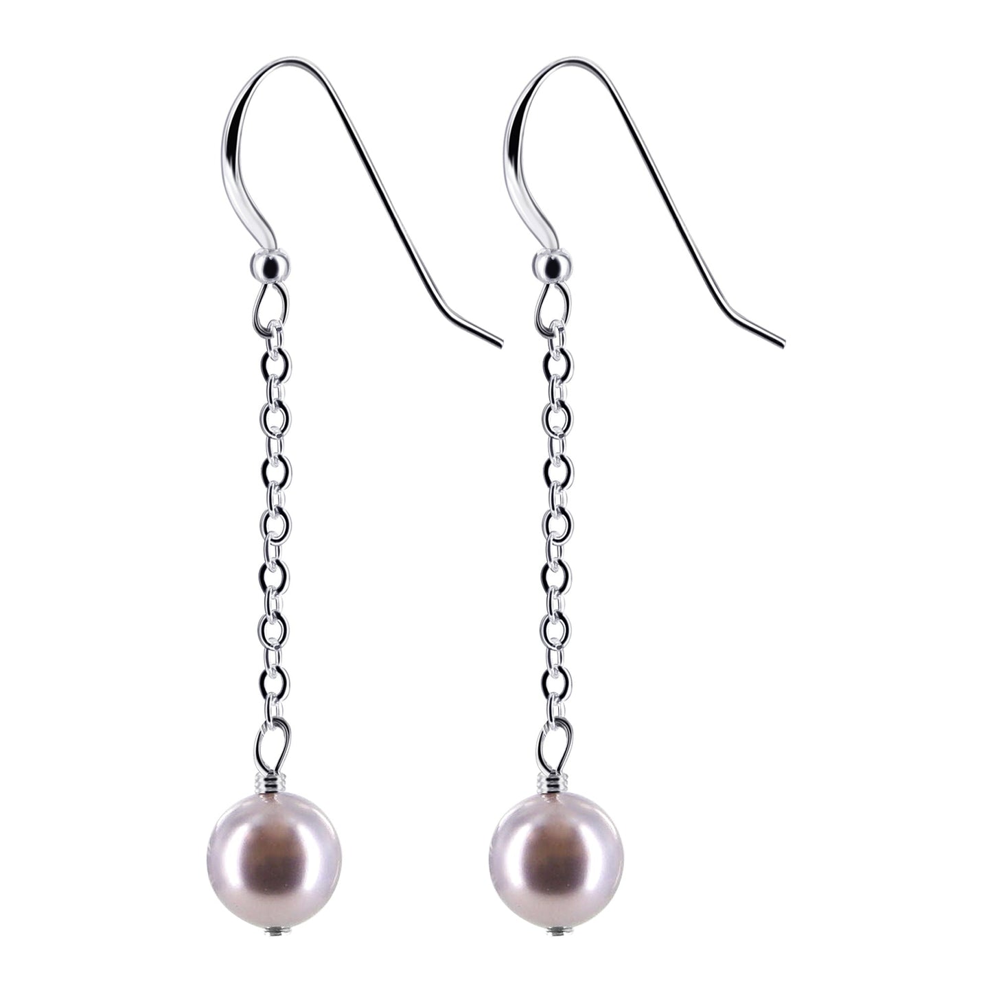 .925 Sterling Silver Handmade Dangle Earrings with Faux Pearl