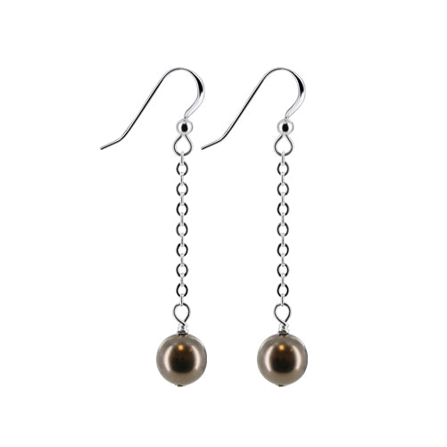 .925 Sterling Silver Handmade Dangle Earrings with Faux Pearl