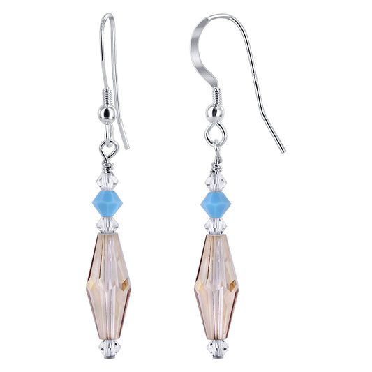 .925 Silver Drop Earrings with Austrian Crystals for a Sparkling Look