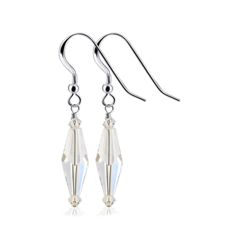 .925 Silver Drop Earrings with Austrian Crystals for a Sparkling Look