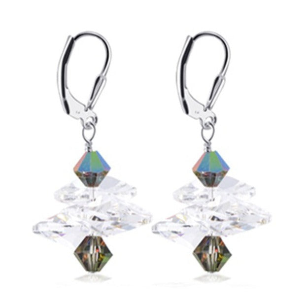 Vitrail Austrian Crystals Sterling Silver Leverback Drop Earrings