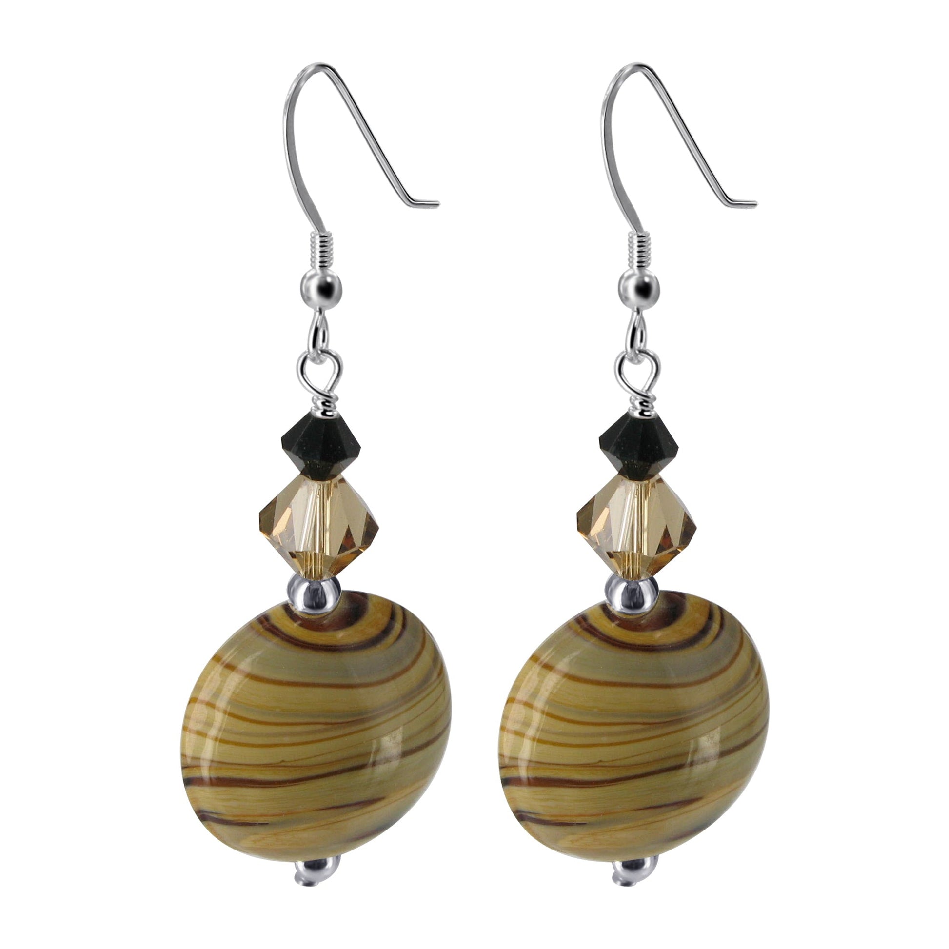 Blown Glass Austrian Crystals 925 Sterling Silver Drop Earrings - Gem Avenue