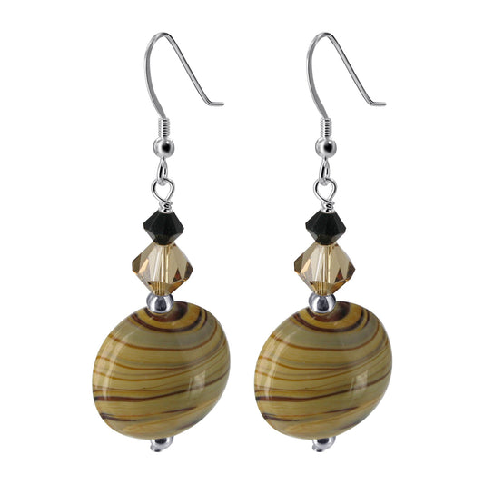 Blown Glass Austrian Crystals 925 Sterling Silver Drop Earrings - Gem Avenue