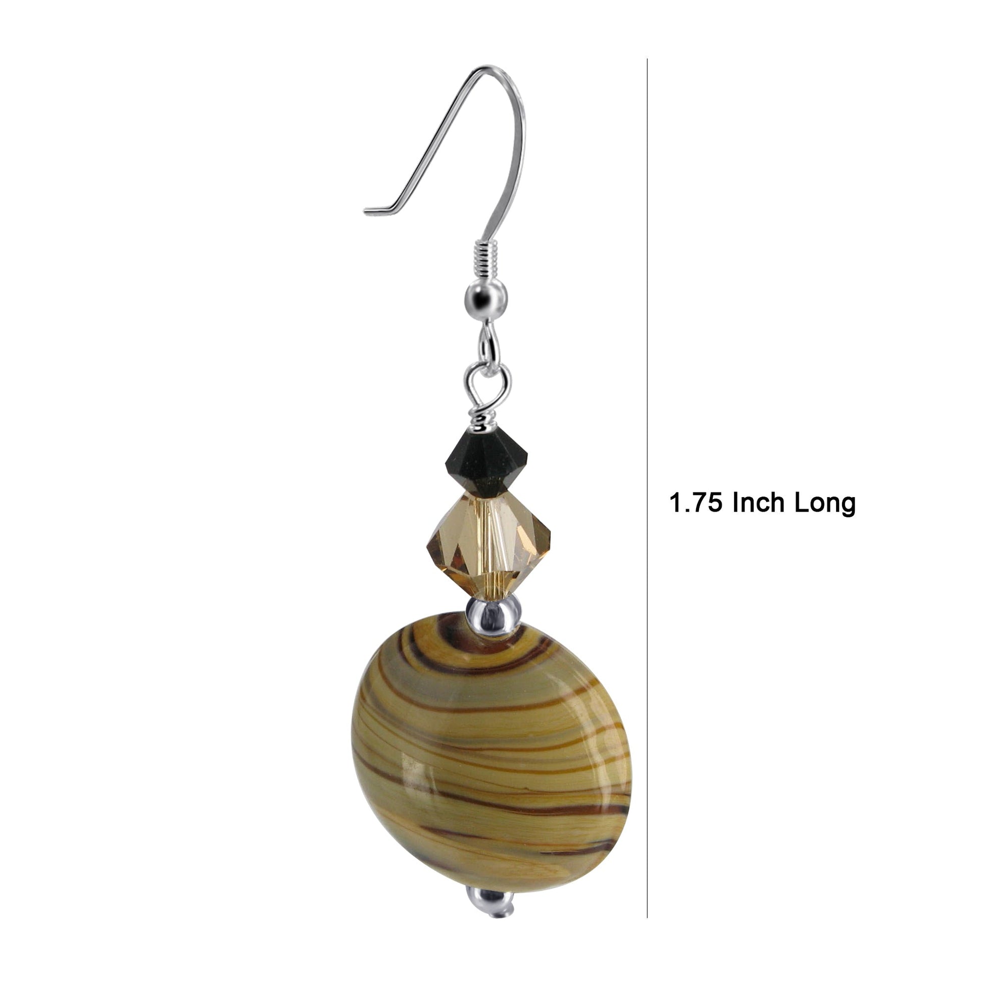 Blown Glass Austrian Crystals 925 Sterling Silver Drop Earrings - Gem Avenue