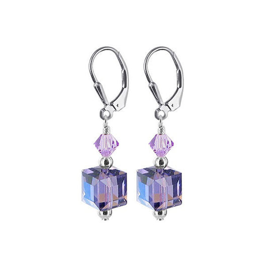 Handmade Drop Earrings with Austrian Crystals and 925 Sterling Silver Leverback