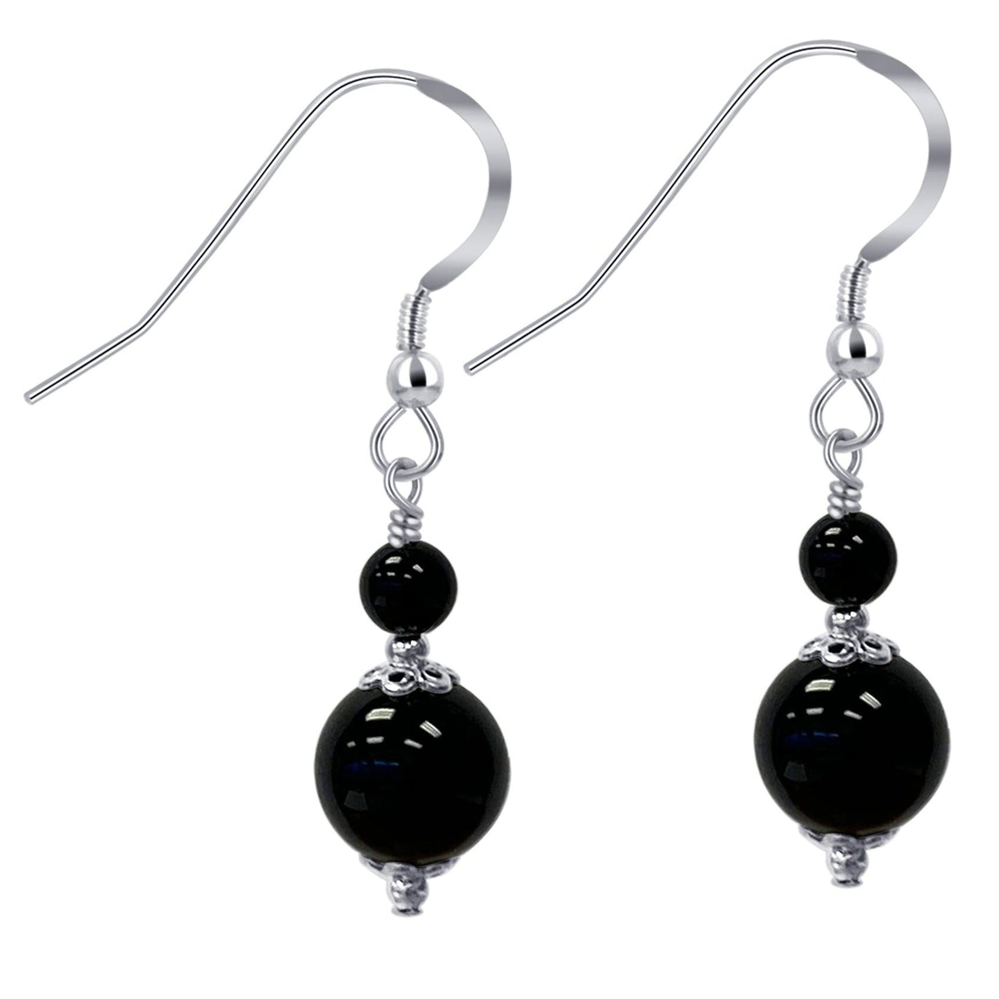 Black Onyx Austrian Crystals 925 Sterling Silver Drop Earrings - Gem Avenue