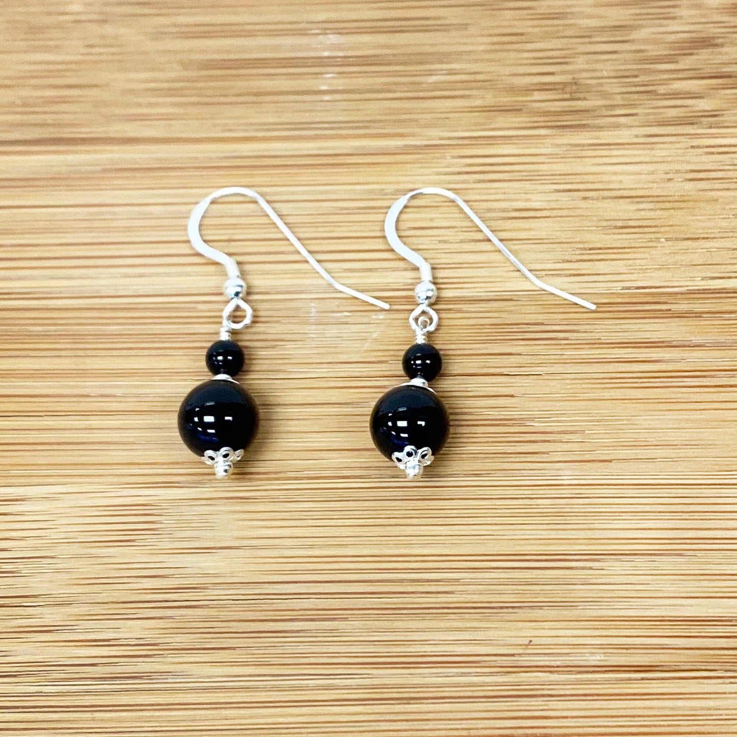 Black Onyx Austrian Crystals 925 Sterling Silver Drop Earrings - Gem Avenue