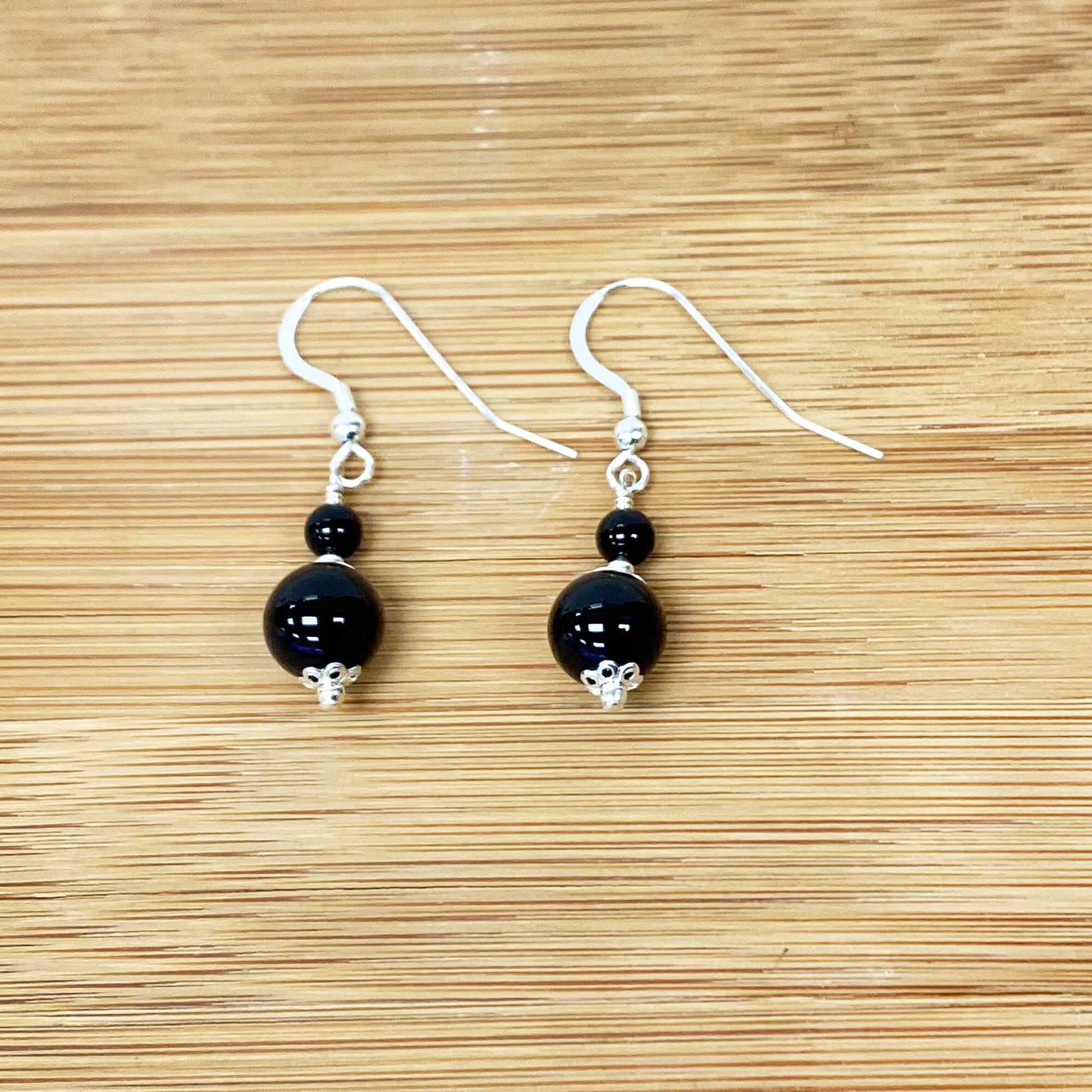 Black Onyx Austrian Crystals 925 Sterling Silver Drop Earrings - Gem Avenue