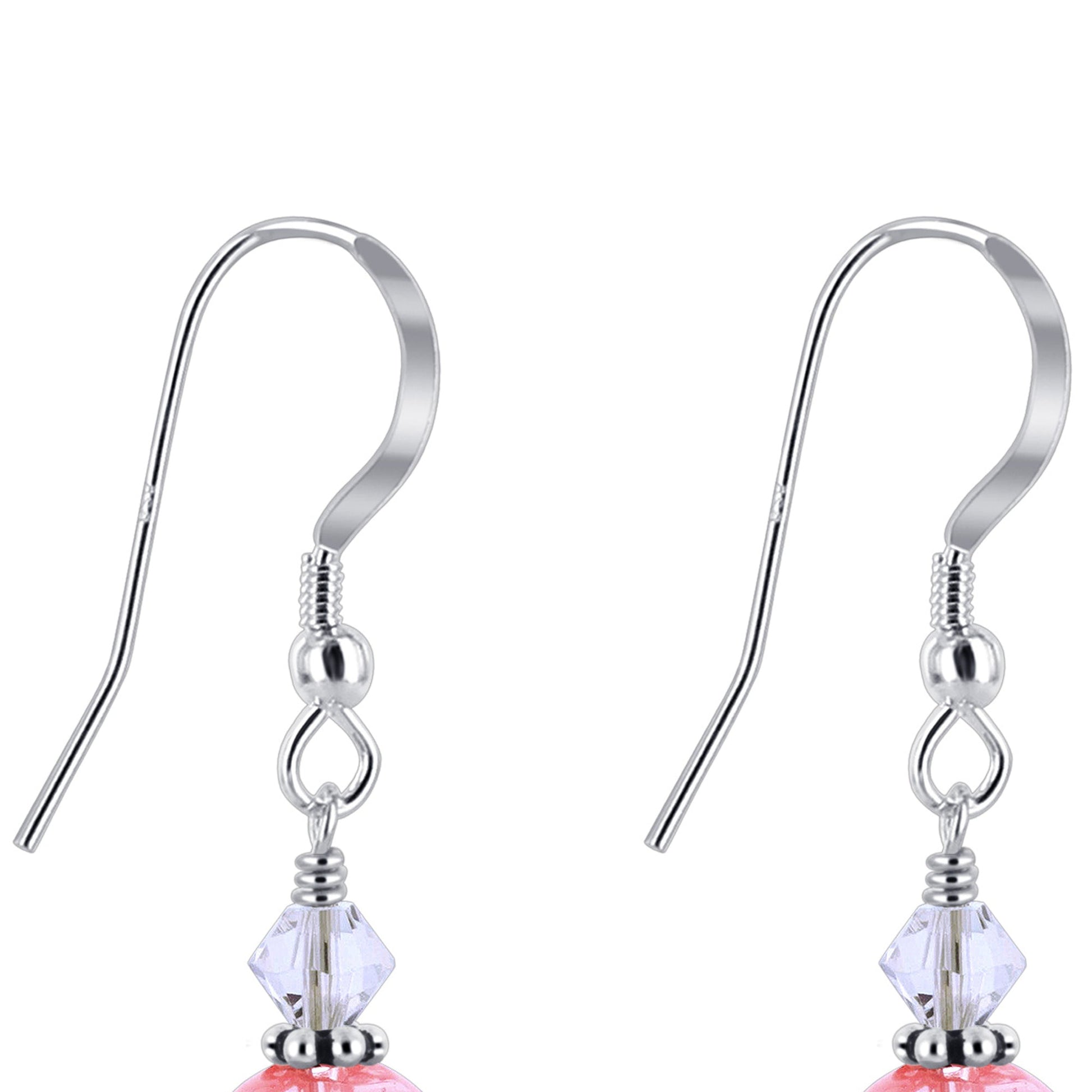 Cherry Quartz Austrian Crystals 925 Sterling Silver Handmade Earrings - Gem Avenue
