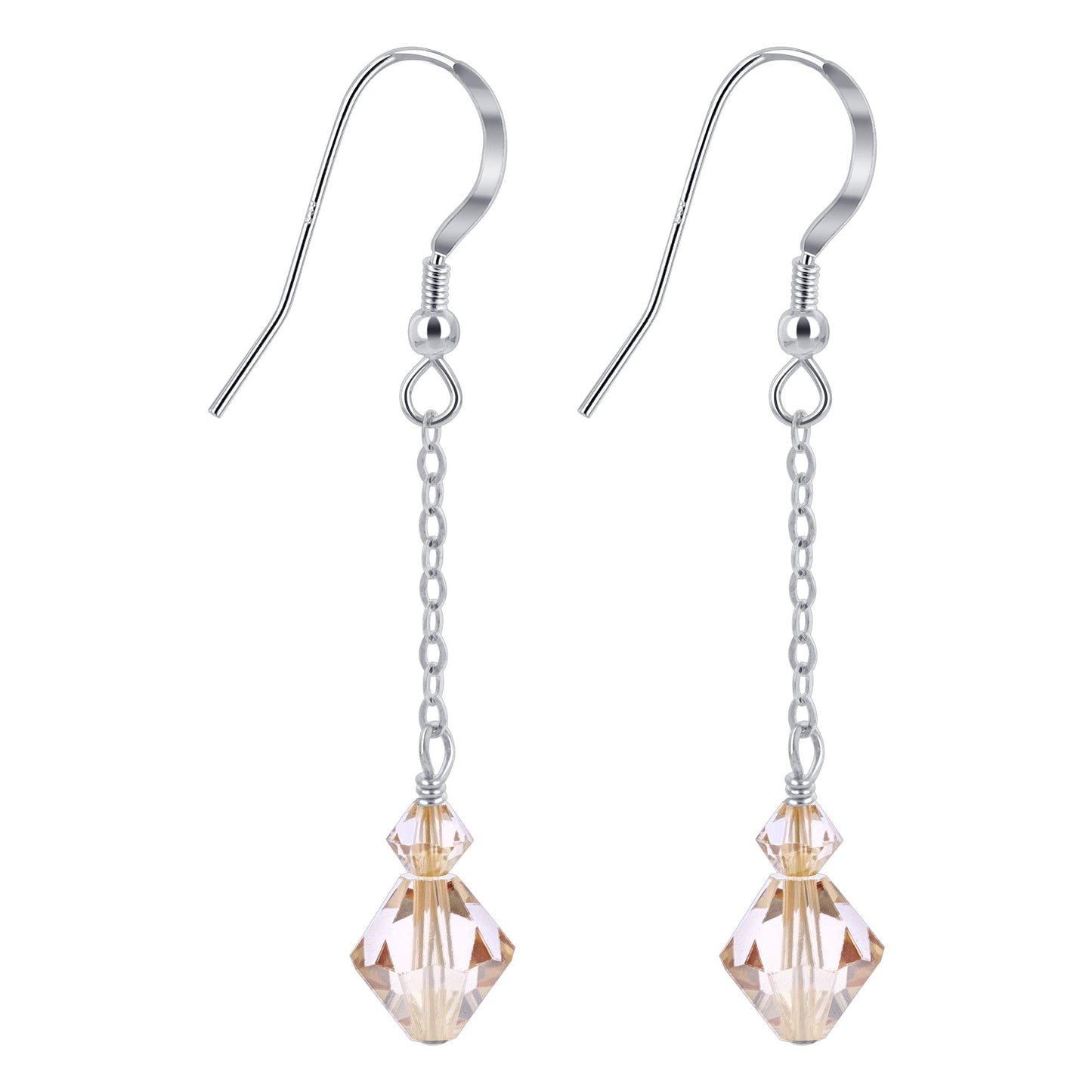Brown Austrian Crystals 925 Sterling Silver Handmade Dangle Earrings - Gem Avenue
