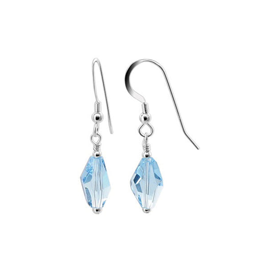 Handmade 925 Sterling Silver Leverback Drop Earrings with Polygon Shaped Austrian Crystals