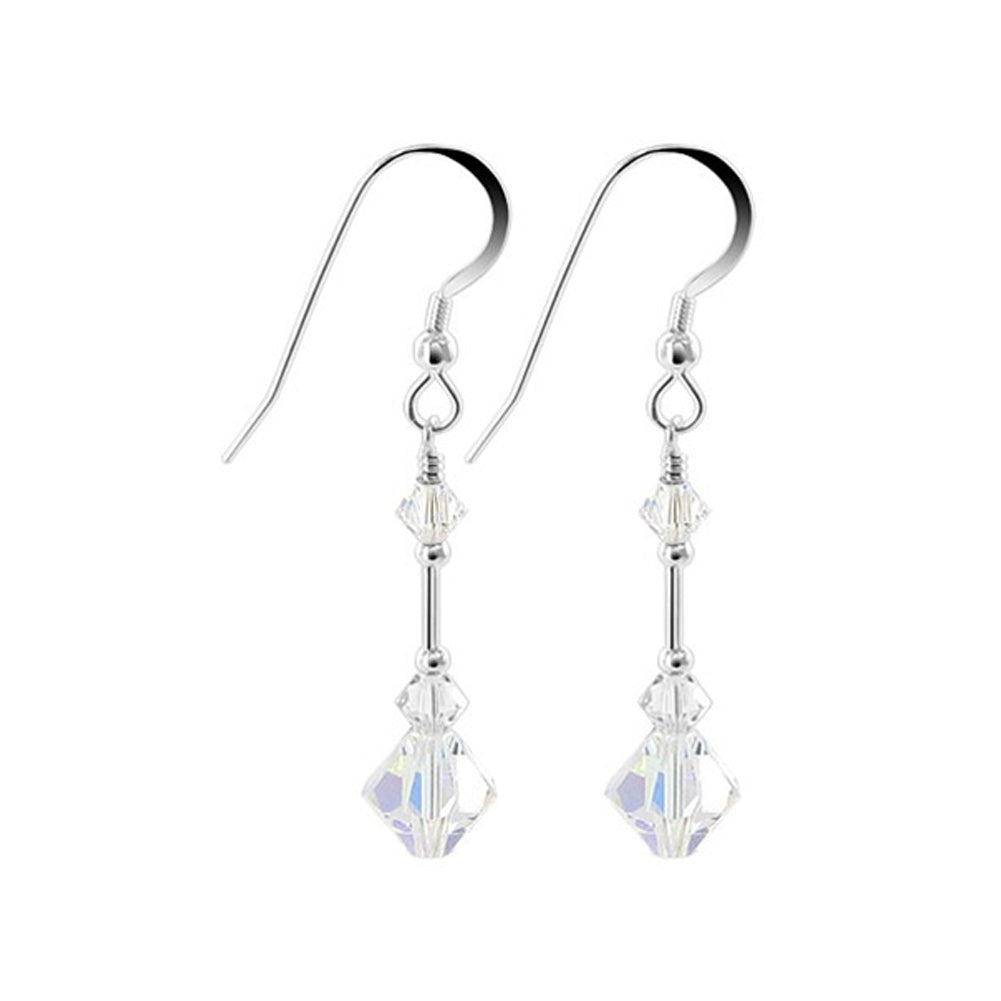 .925 Sterling Silver Dangle Earrings with Austrian Crystal Bicones and French Wire