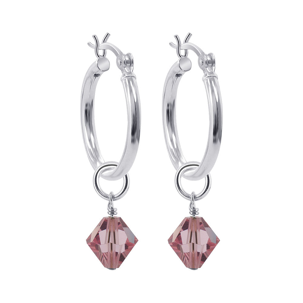 .925 Sterling Silver Hoop Earrings with Austrian Crystals
