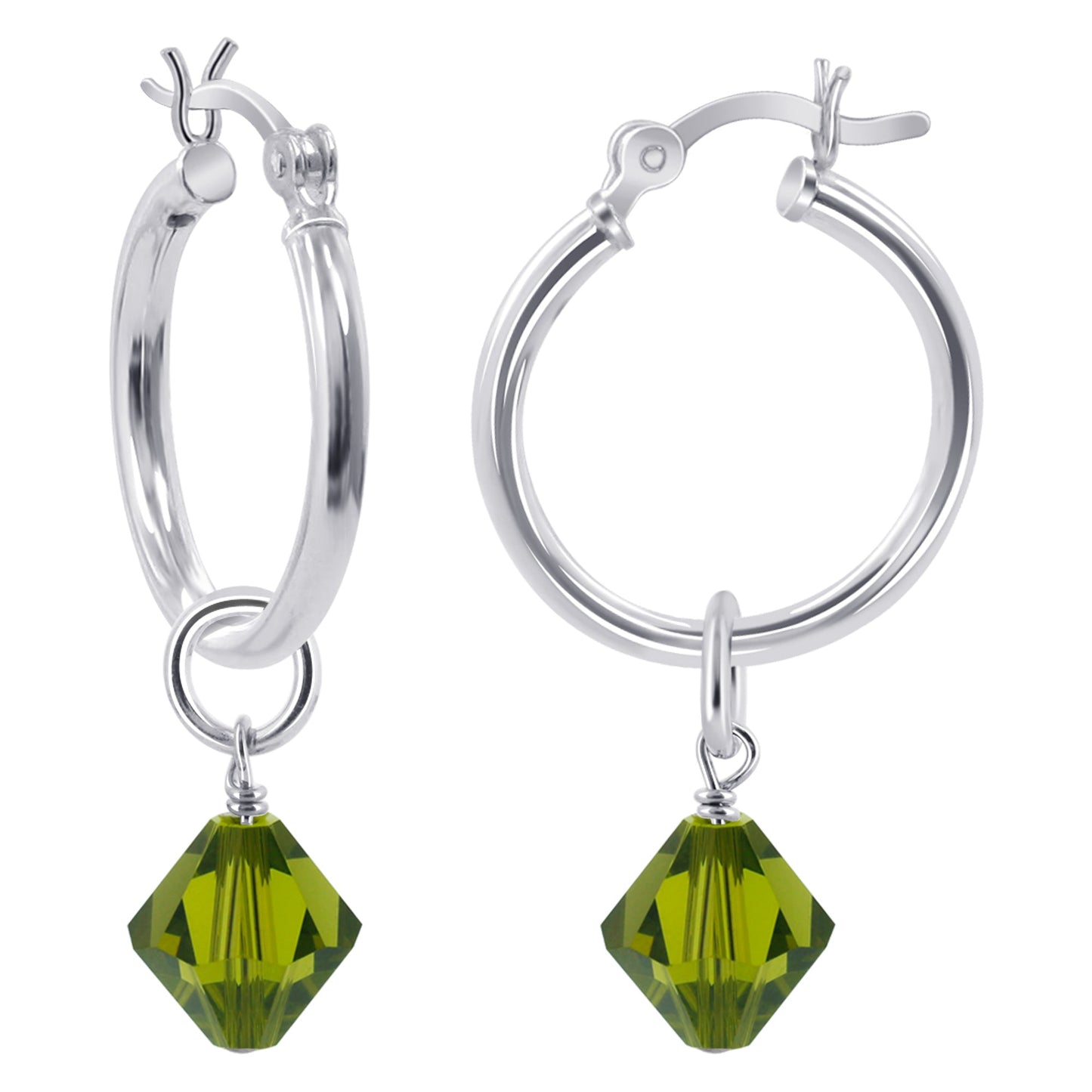 .925 Sterling Silver Hoop Earrings with Austrian Crystals