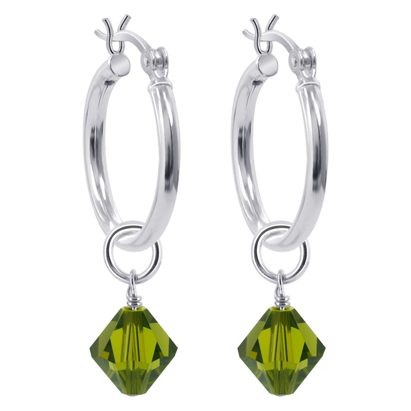 .925 Sterling Silver Hoop Earrings with Austrian Crystals