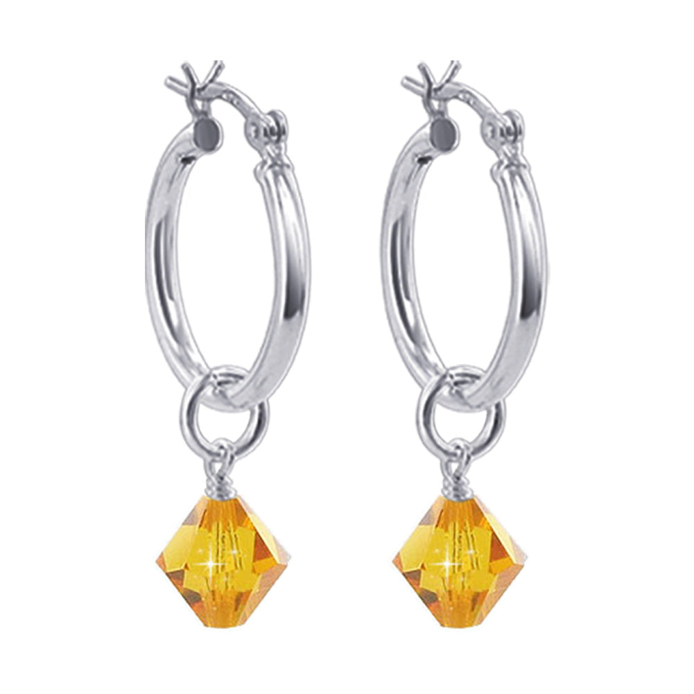 .925 Sterling Silver Hoop Earrings with Austrian Crystals