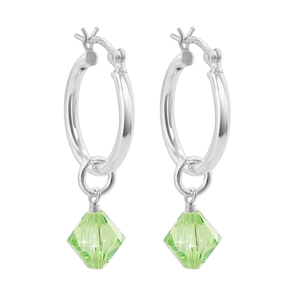 .925 Sterling Silver Hoop Earrings with Austrian Crystals