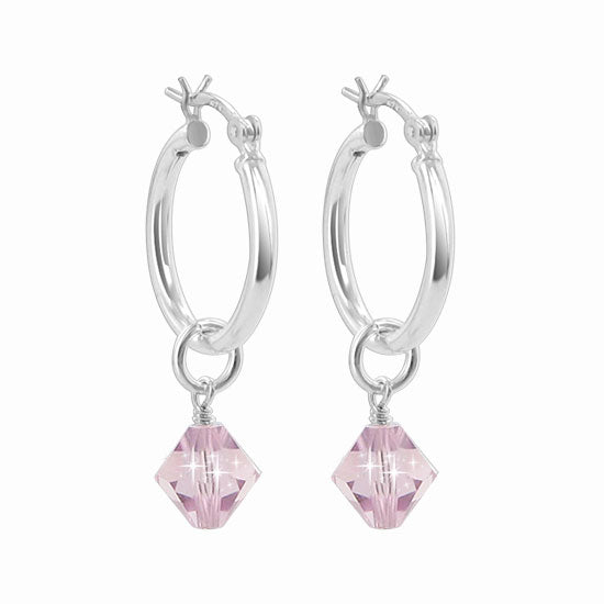.925 Sterling Silver Hoop Earrings with Austrian Crystals