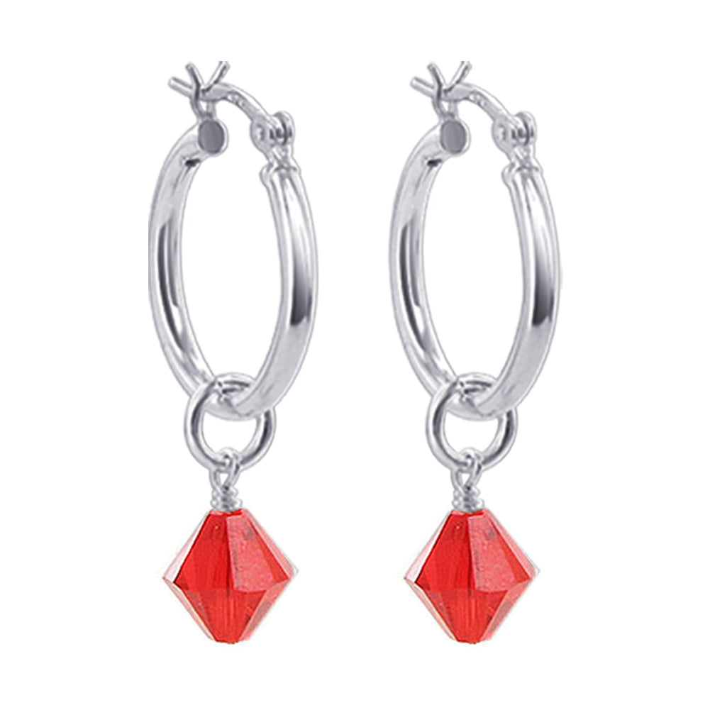 .925 Sterling Silver Hoop Earrings with Austrian Crystals