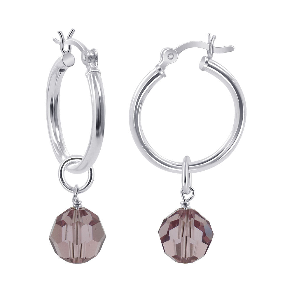 925 Sterling Silver Hoop Earrings with Austrian Crystals Elegant Sparkling Jewelry for Women Handmade Gift for Her
