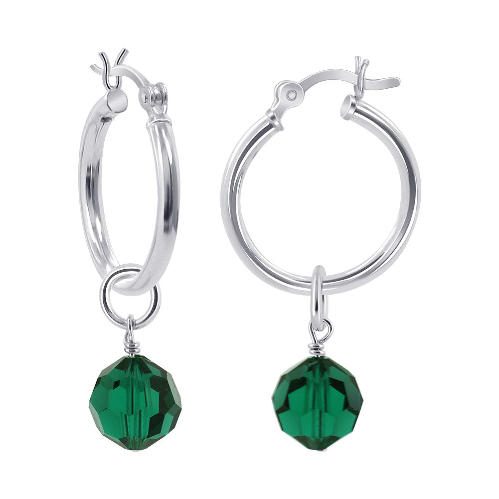 925 Sterling Silver Hoop Earrings with Austrian Crystals Elegant Sparkling Jewelry for Women Handmade Gift for Her