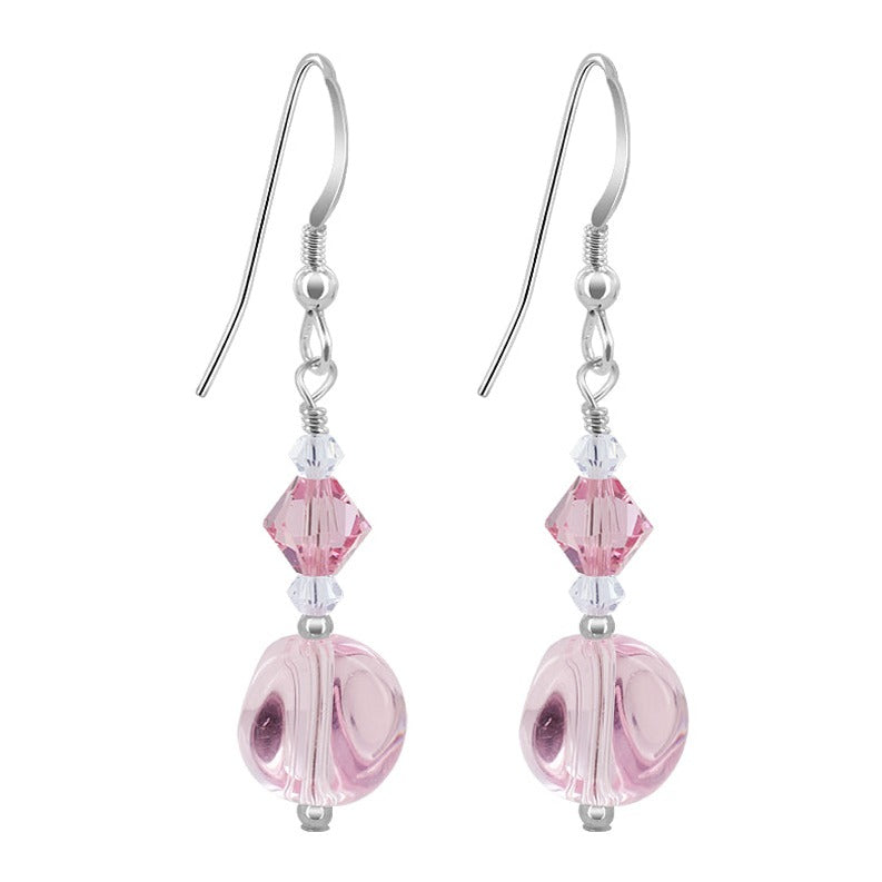 Rose Clear Austrian Crystals 925 Sterling Silver Hook Drop Earrings - Gem Avenue