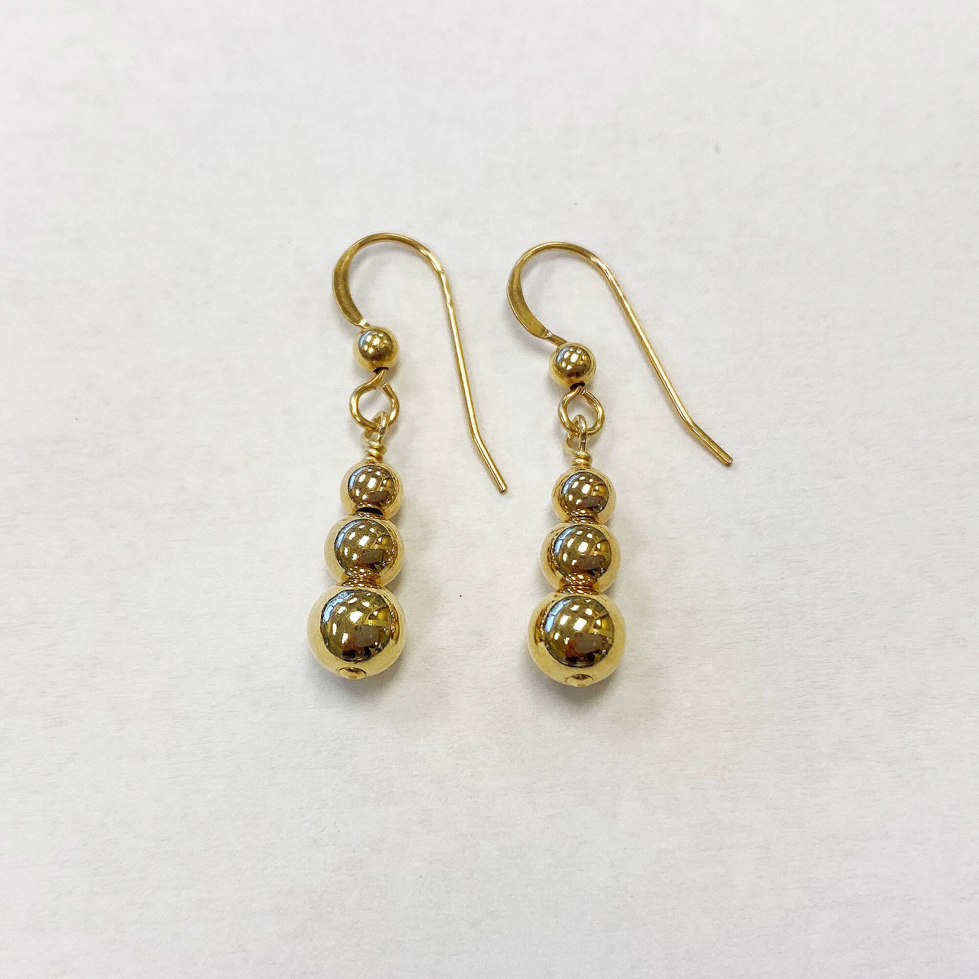 14k Gold filled French Wire Triple Round ball Drop Earrings - Gem Avenue
