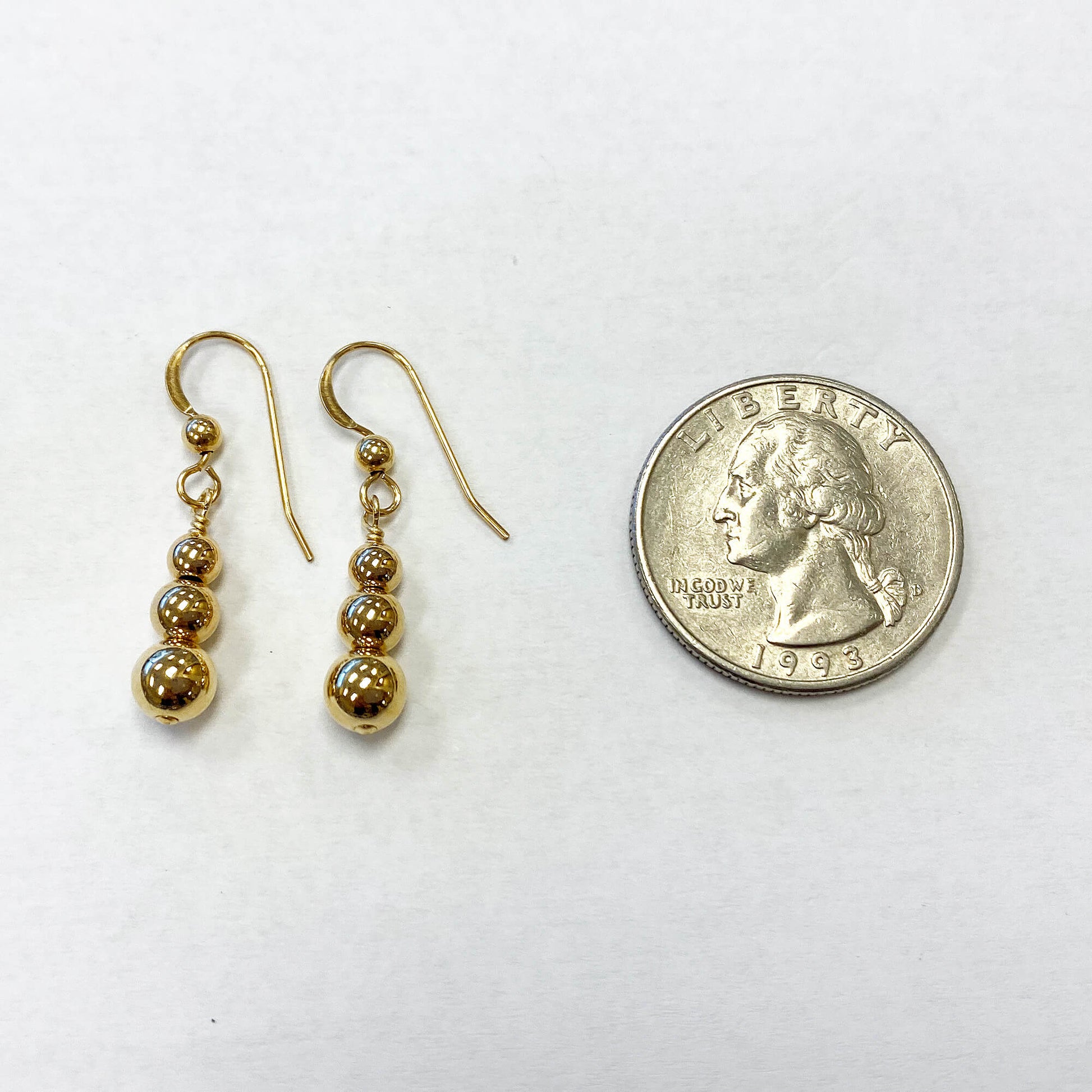 14k Gold filled French Wire Triple Round ball Drop Earrings - Gem Avenue