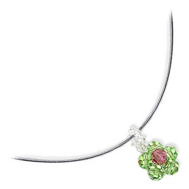 Green Austrian Crystals 925 Sterling Silver Omega Chain Necklace - Gem Avenue
