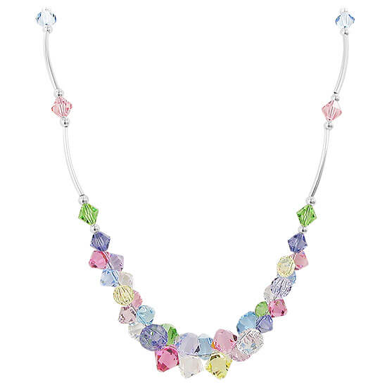Multicolor Austrian Crystals 925 Sterling Silver Necklace - Gem Avenue