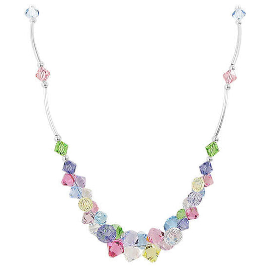 Multicolor Austrian Crystals 925 Sterling Silver Necklace - Gem Avenue