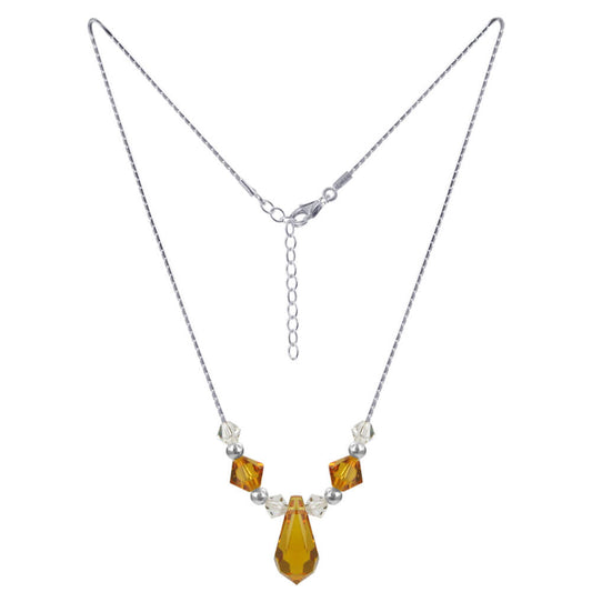 Yellow Austrian Crystals 925 Sterling Silver Necklace - Gem Avenue