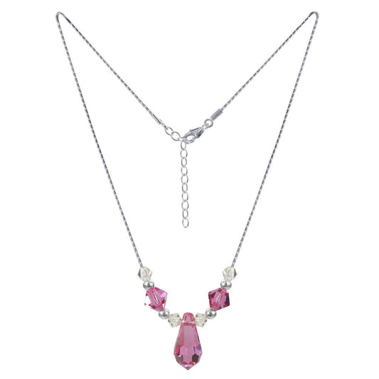 Pink Austrian Crystals 925 Sterling Silver Necklace - Gem Avenue