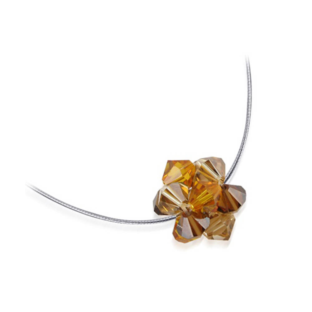 Brown Austrian Crystal 925 Sterling Silver Omega Chain Necklace - Gem Avenue