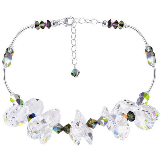 Clear with Vitrail AB Austrian Crystals 925 Sterling Silver Necklace - Gem Avenue