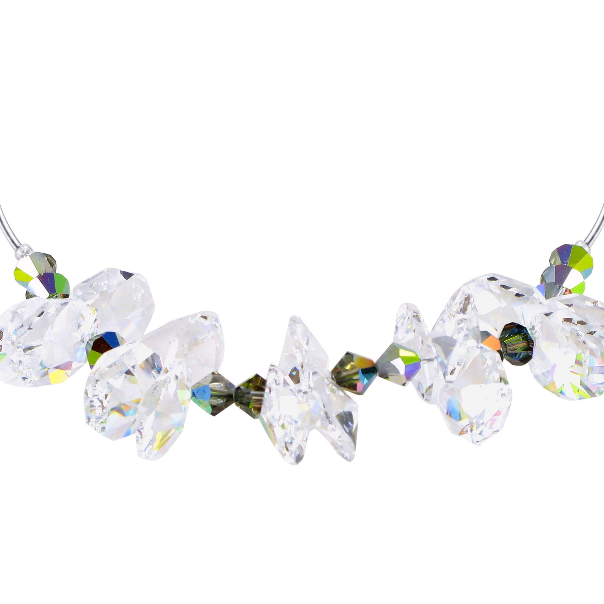Clear with Vitrail AB Austrian Crystals 925 Sterling Silver Necklace - Gem Avenue