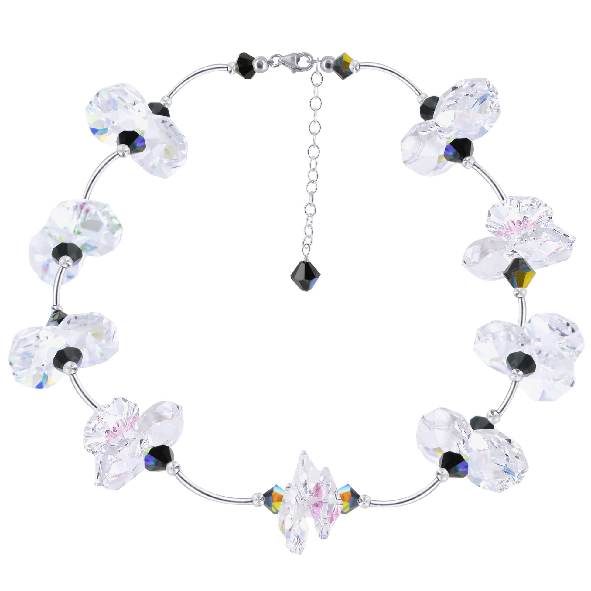 Clear Austrian Crystal Lobster Clasp 925 Sterling Silver Necklace - Gem Avenue